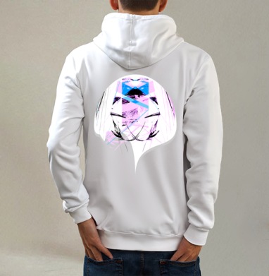 rabbbb / Кролик, Толстовка на молнии, печать на спине. муж. белая v3 320гр