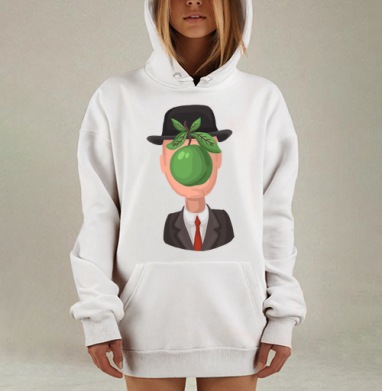 Мужчина с зеленым яблоком на лице  яблоком на лице, Hoodie Mjhigh Dig, оверсайз, утепленная