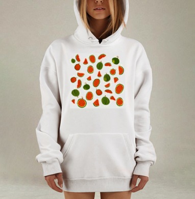 Яркие сочные арбузы с дольками лето свежесть вкуса, Hoodie Mjhigh Dig, оверсайз, утепленная