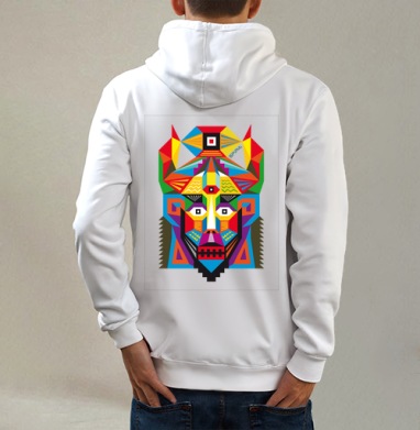 Spirit / Дух, Толстовка на молнии, печать на спине. муж. белая v3 320гр