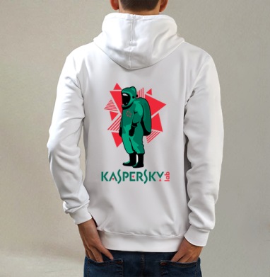Защитный костюм Kaspersky для безопасности и комфорта, Толстовка на молнии, печать на спине. муж. белая v3 320гр