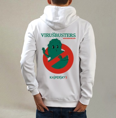 virusbusters / Охотники за вирусами, Толстовка на молнии, печать на спине. муж. белая v3 320гр