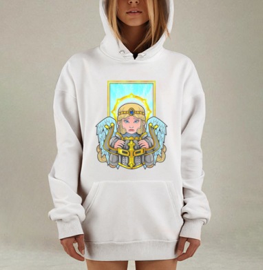 Ангел в доспехах символ силы и защиты, Hoodie Mjhigh Dig, оверсайз, утепленная