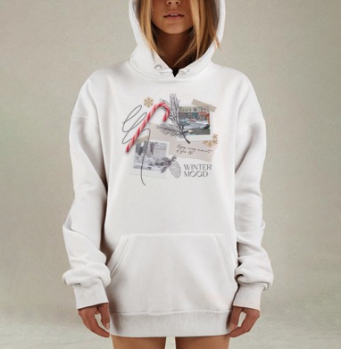 Зимнее настроение фотографий с ветками ели и леденцовой тростью, Hoodie Mjhigh Dig, оверсайз, утепленная