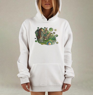 Встреча мудрого путника и дерзкой лягушки, Hoodie Mjhigh Dig, оверсайз, утепленная