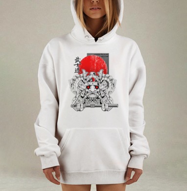 Самурай на рассвете с путём и силой, Hoodie Mjhigh Dig, оверсайз, утепленная