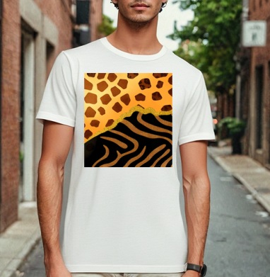Golden animal print / Золотой анималистичный паттерн зебры и жирафа, Футболка мужская Base белая
