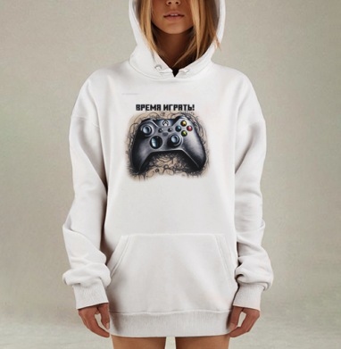 Игровой контроллер акцент динамика время играть, Hoodie Mjhigh Dig, оверсайз, утепленная