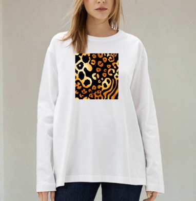 Golden Leopard Pattern / Золотой леопардовый узор для вашего дома, Футболка лонгслив женская белая