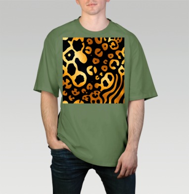 Golden Leopard Pattern / Золотой леопардовый узор для вашего дома, Футболка мужская оверсайз оливковая