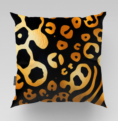 Golden Leopard Pattern / Золотой леопардовый узор для вашего дома, Подушка велюр плюшевая 45х45