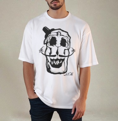 Dali Skull, Футболка / Мужчинам / Оверсайз / Белая / C принтом