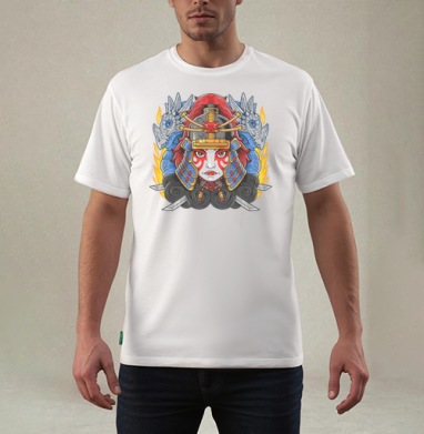 Японская воительница самурай женщина, Футболка мужская REGULAR белая