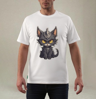 Кот-кошмарик., Футболка мужская REGULAR белая