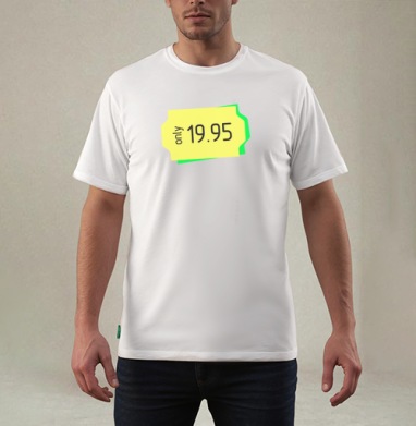 Рекламная плашка только всего 19.95, Футболка мужская REGULAR белая