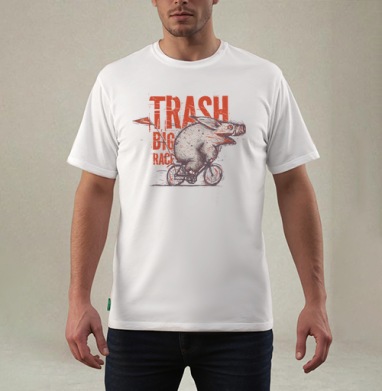 Trash BIG RACE, Футболка мужская REGULAR белая