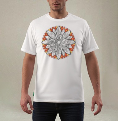 Mandala/Мандала симметричный зентангл узор для созерцания медитативного черно белого, Футболка мужская REGULAR белая