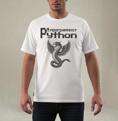 Мощный монохромный крылатый змей символизирует программист Python принт - Магазин футболок Wladimir. Дизайнерские принты.