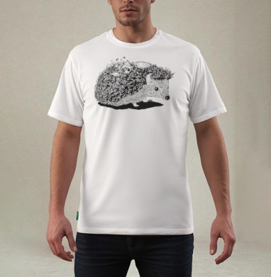 Еж с волшебным миром на спине – графическая иллюстрация, Футболка мужская REGULAR белая