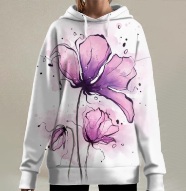 Романтичные розовые цветы с подчеркнутой фактурой нежности и легкости, Hoodie Long Oversize 3D