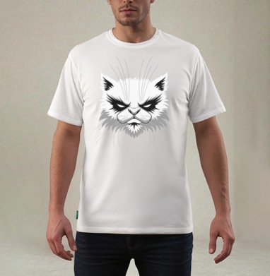 Black metal cat / Чёрная металлическая кошка, Футболка мужская REGULAR белая