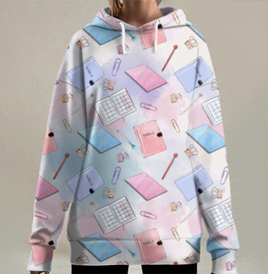 Нежные Канцелярские Принадлежности Для Работы Учёбы, Hoodie Long Oversize 3D