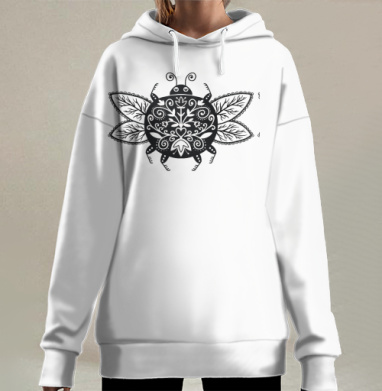 Декоративный жук в стиле современного фолк-арт, Hoodie Long Oversize 3D