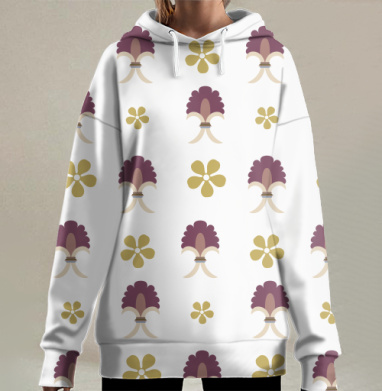 Фон растительный узор стилизованный, Hoodie Long Oversize 3D