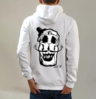 Dali Skull, Толстовка на молнии, печать на спине. муж. белая v3 320гр