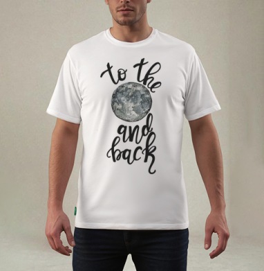 Луна и надпись «to the moon and back» в минимализме, Футболка мужская REGULAR белая