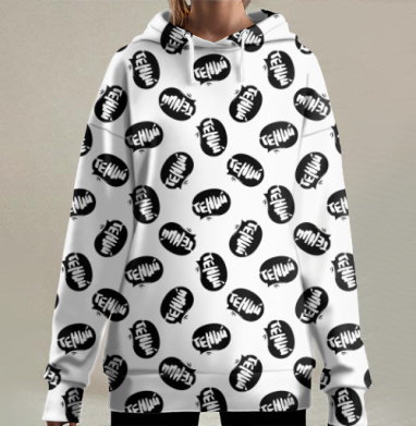 Энергичное граффити «Доброе утро, гений!», Hoodie Long Oversize 3D