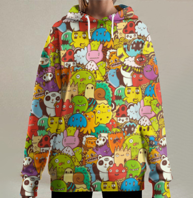 Дудло паттерн, Hoodie Long Oversize 3D