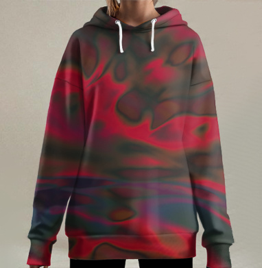 Динамическое красное движение в абстрактном экспрессионизме, Hoodie Long Oversize 3D