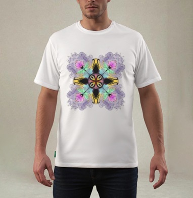 Flower mandala / Цветочная мандала, Футболка мужская REGULAR белая