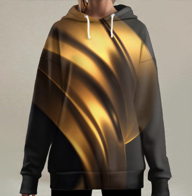 Золотистая Лента Текучая Красота Форма, Hoodie Long Oversize 3D