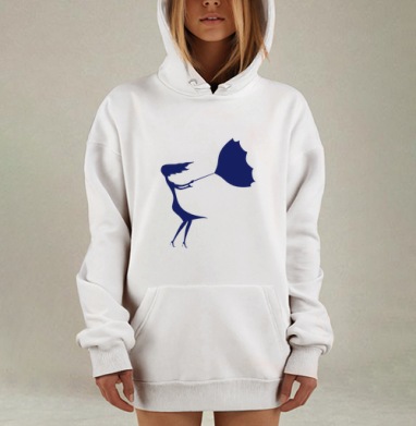 Женщина с зонтом борется с ветром Woman with umbrella fighting wind, Hoodie Mjhigh Dig, оверсайз, утепленная