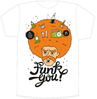 Мужчина с афро прической наполненной предметами Funk you - Своя футболка белая A5 (15 x 20 см), страница 7
