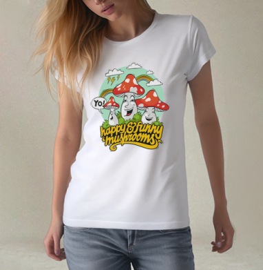 Funny Mushrooms, Футболка женская белая 180гр