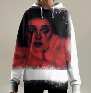 Женщина с красным воротником и Кровавая печаль, Hoodie Long Oversize 3D