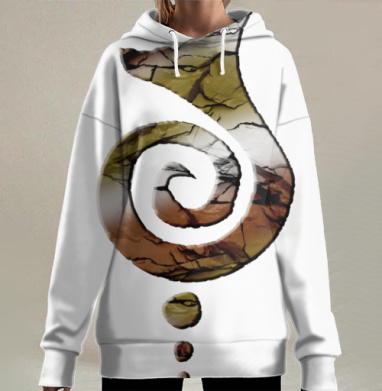 Декоративный каменный символ в этно-стиле, Hoodie Long Oversize 3D