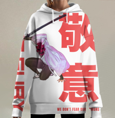 Истребитель демонов в красной маске Total Fury, Hoodie Long Oversize 3D