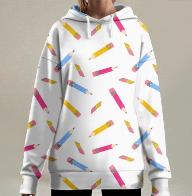 Яркие карандаши творческий инструмент для рисования, Hoodie Long Oversize 3D
