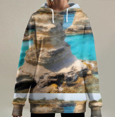 Девушка с парусником у моря зов природы, Hoodie Long Oversize 3D