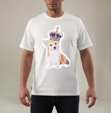 Корги в короне корги в короне, Футболка мужская REGULAR белая
