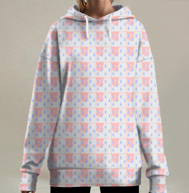 Нежные кошачьи лапы пастельные тона лапы, Hoodie Long Oversize 3D