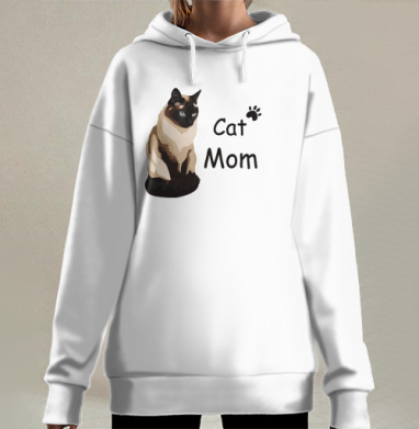 Сиамская кошка нежность теплота для хозяек сиамских кошек, Hoodie Long Oversize 3D