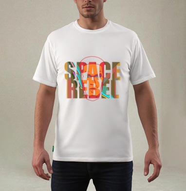 SPACE REBEL — Космический бунтарь с мощным взглядом, Футболка мужская REGULAR белая