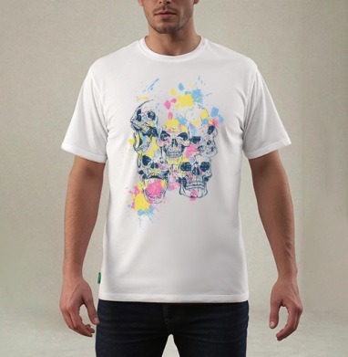 Яркие черепа с красками и символами жизни и смерти - Магазин футболок Printparty