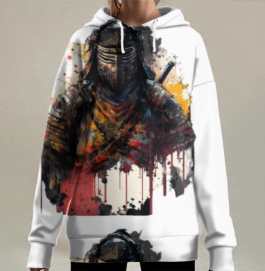 Войн В Доспехах С Огненными Пятнами Огненные Пятна, Hoodie Long Oversize 3D