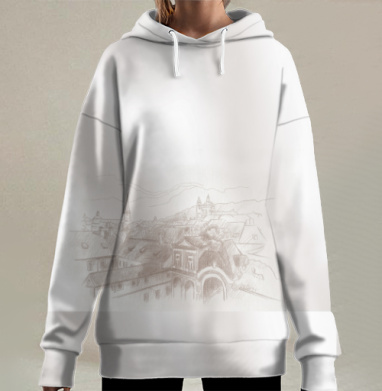 Легкая штора с элегантным городским рисунком, Hoodie Long Oversize 3D